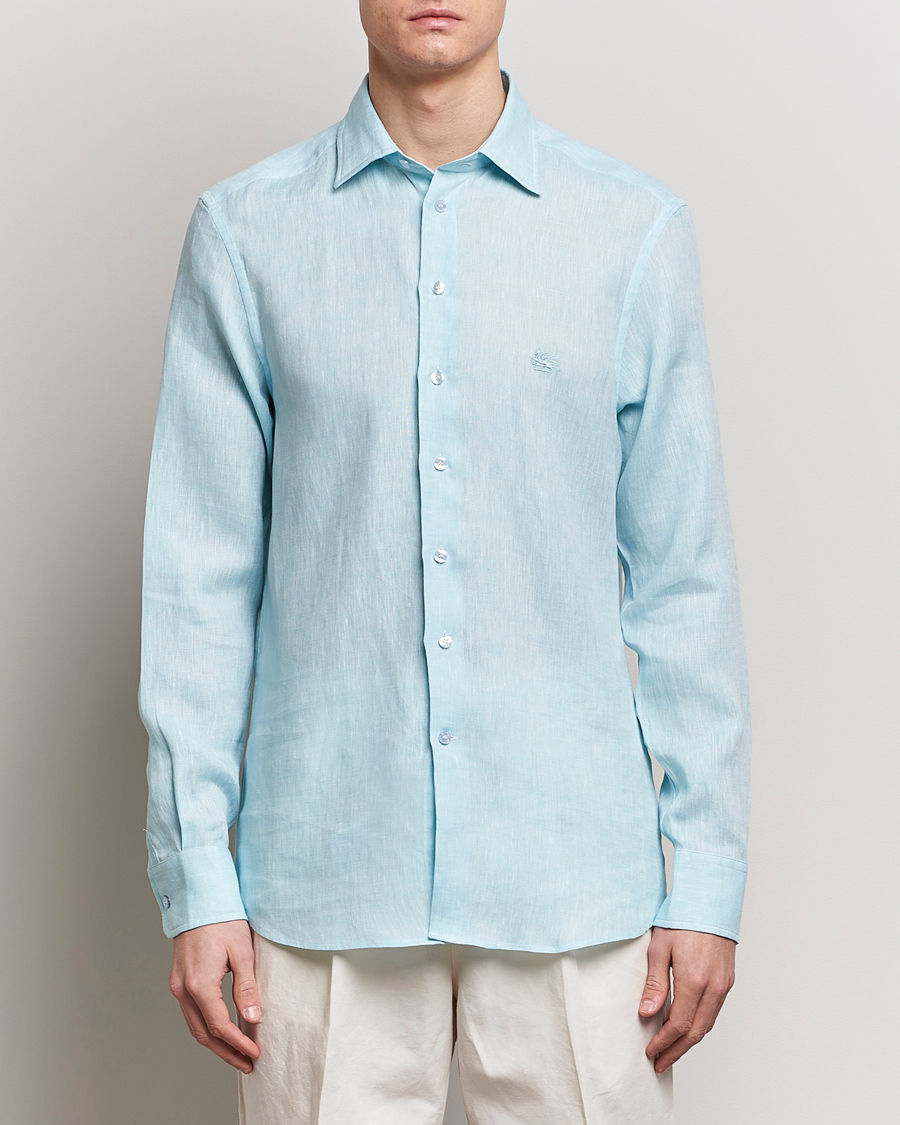 Herre | Klær | Etro | Slim Fit Linen Shirt Light Blue