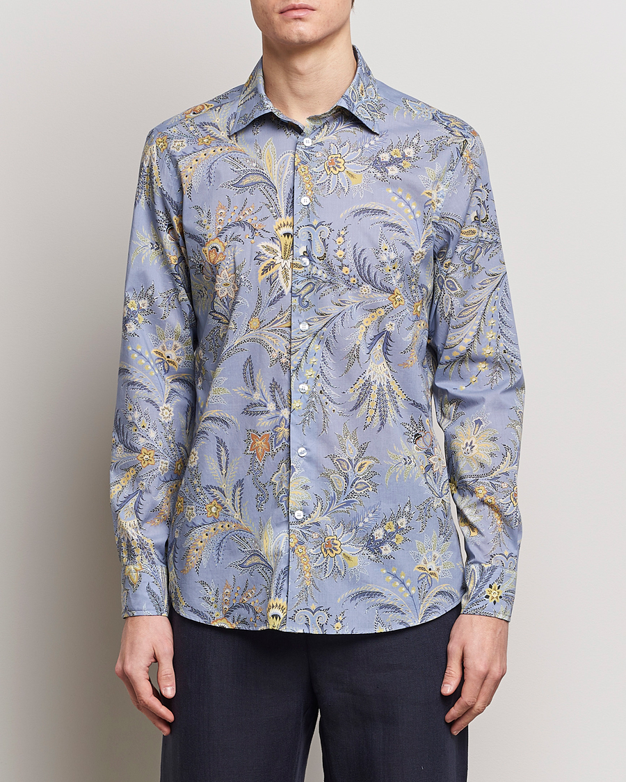 Herre | Klær | Etro | Slim Fit Floral Print Shirt Azzurro