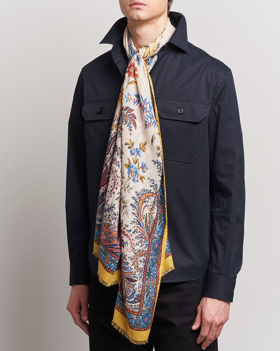 Herre | Assesoarer | Etro | Modal/Cashmere Printed Scarf Yellow
