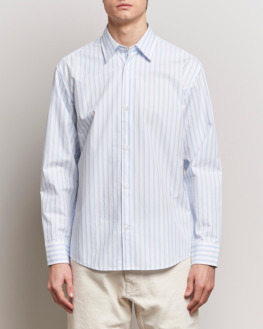 Herre |  | NN07 | Freddy Poplin Striped Shirt Blue/White