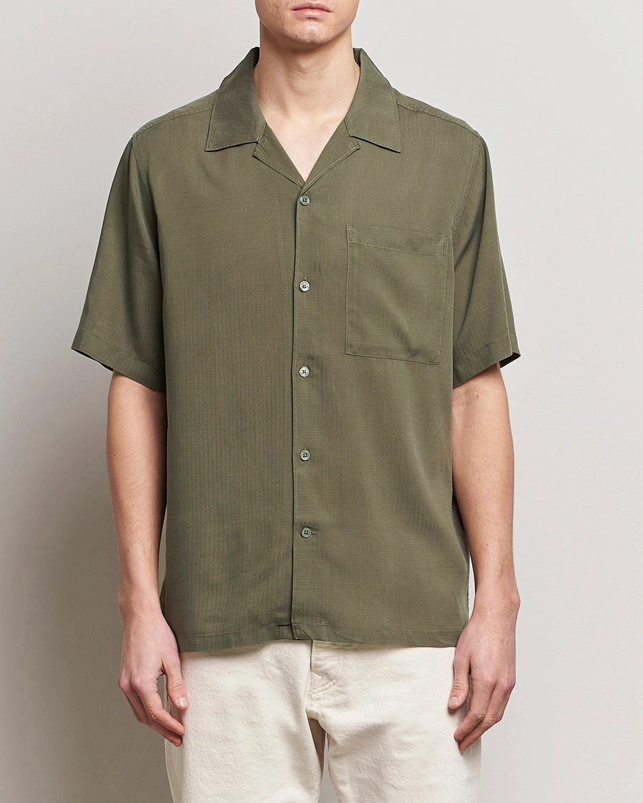 Herre | NN07 | NN07 | Julio Ripstop Short Sleeve Shirt Capers Green