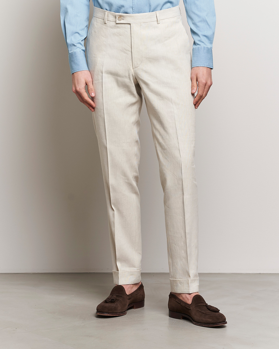 Herre | Dressbukser | Morris Heritage | Jack Summer Linen Trousers Beige