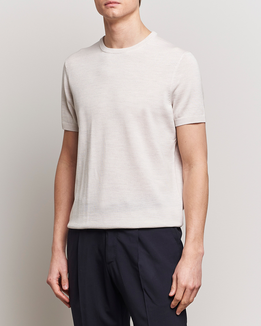 Herre | Morris | Morris Heritage | Kingsley Knitted Merino T-Shirt Off White