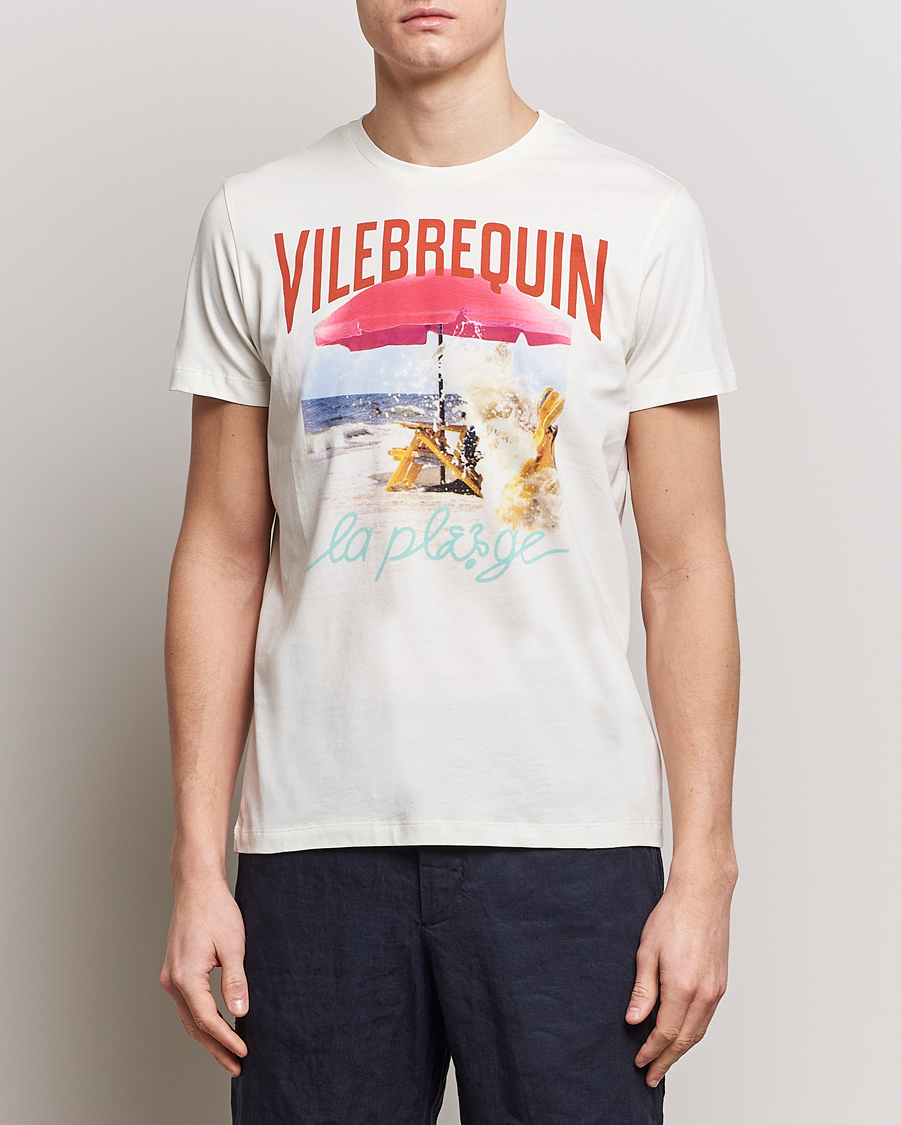 Herre | Kortermede t-shirts | Vilebrequin | Portisol Printed Crew Neck T-Shirt Off White