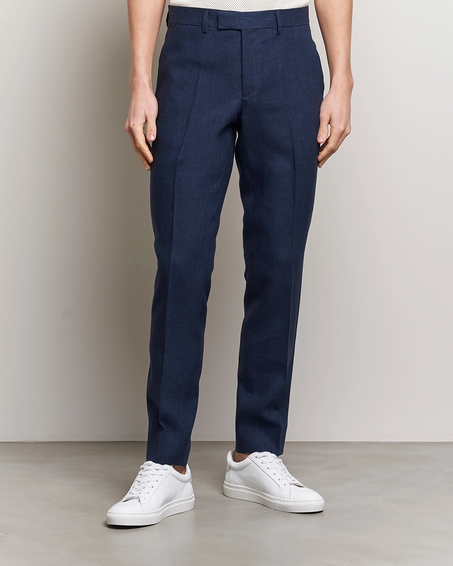 Herre | Dressbukser | J.Lindeberg | Grant Super Linen Trousers Navy