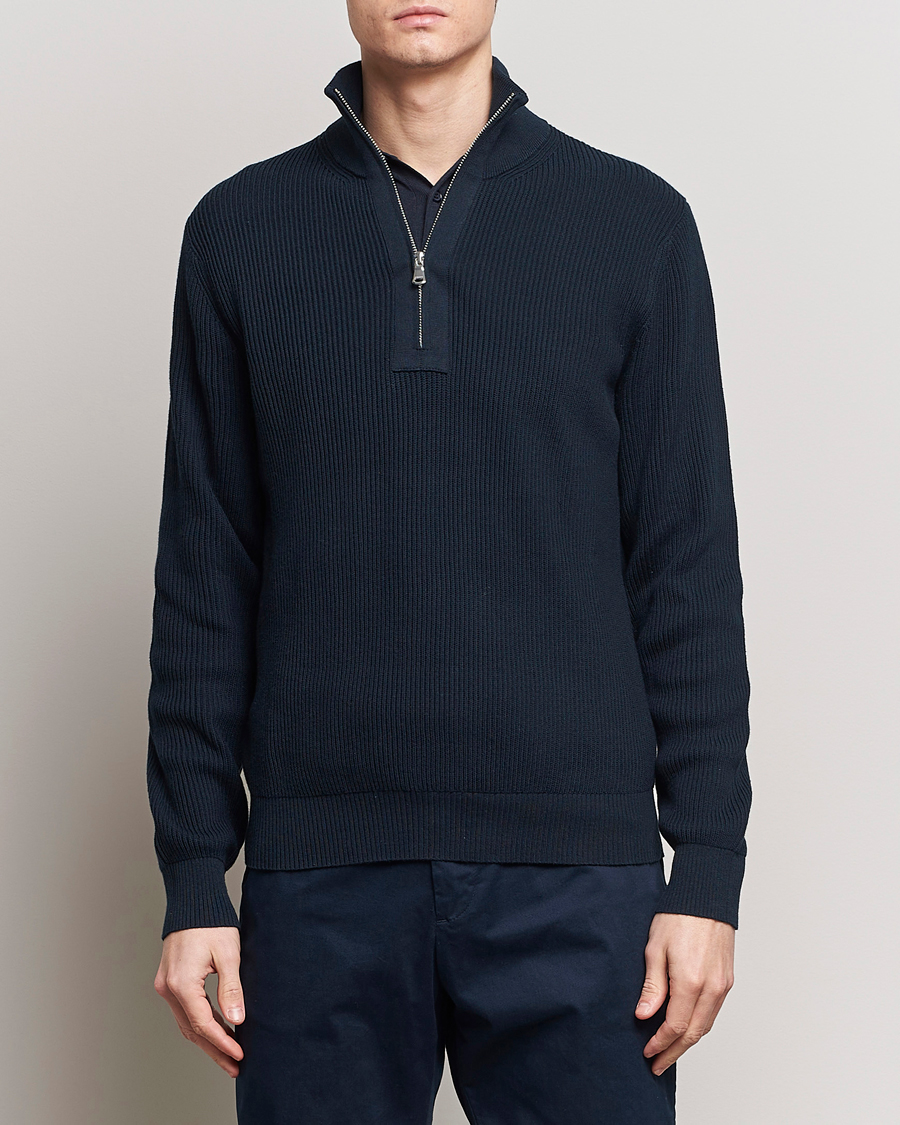 Herre | Klær | J.Lindeberg | Alex Half Zip Organic Cotton Sweater Navy