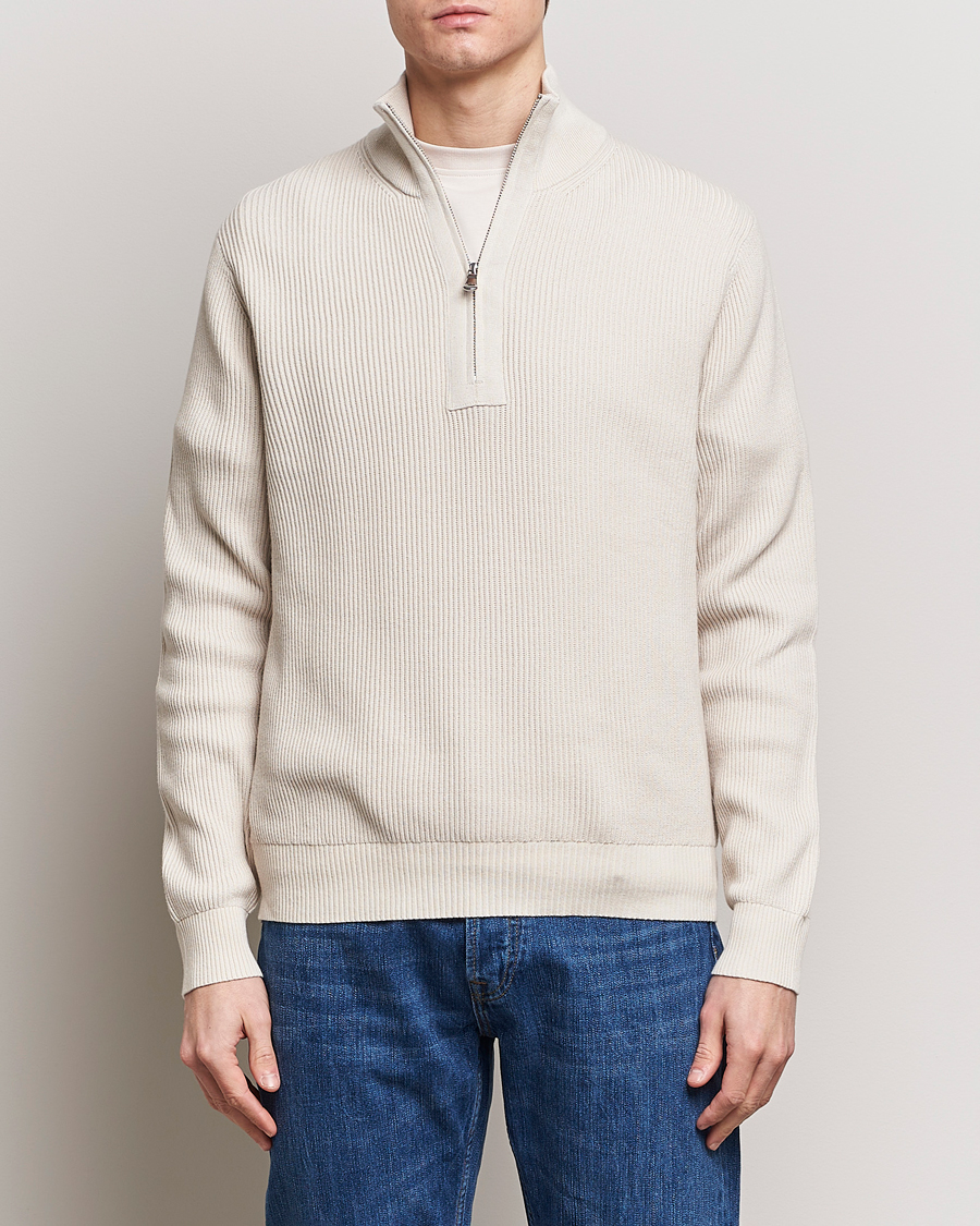 Herre | Klær | J.Lindeberg | Alex Half Zip Organic Cotton Sweater Moonbeam