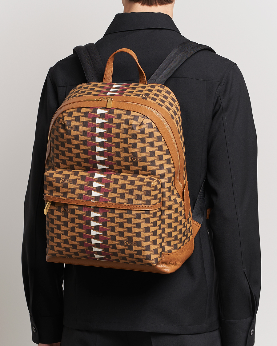 Herre | Assesoarer | Bally | Pennant Monogram Leather Backpack Brown
