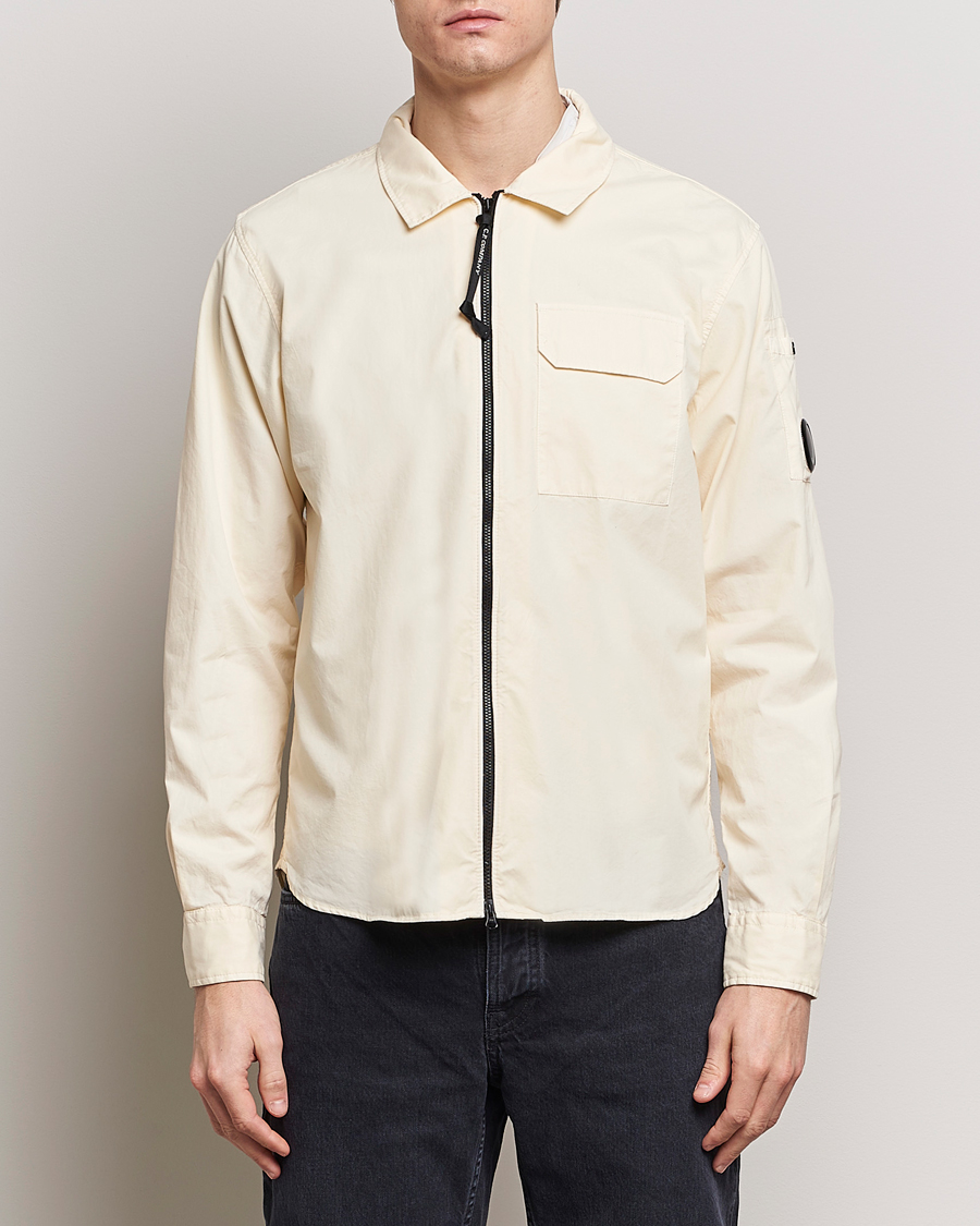Herre | Skjortejakke | C.P. Company | Garment Dyed Gabardine Zip Shirt Jacket Ecru