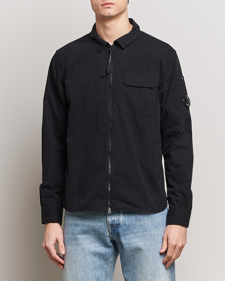 Herre | Vårjakker | C.P. Company | Garment Dyed Gabardine Zip Shirt Jacket Black
