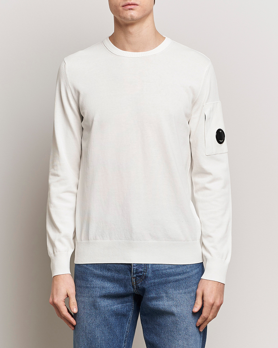 Herre | Pullovers rund hals | C.P. Company | Old Dyed Cotton Crepe Crewneck White