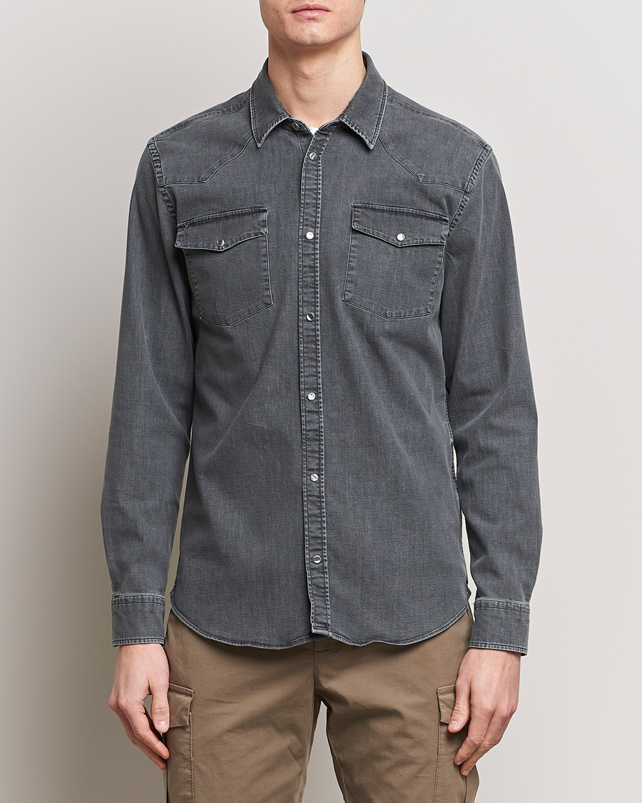 Herre | Jeansskjorter | Dondup | Slim Fit Pocket Denim Shirt Washed Grey