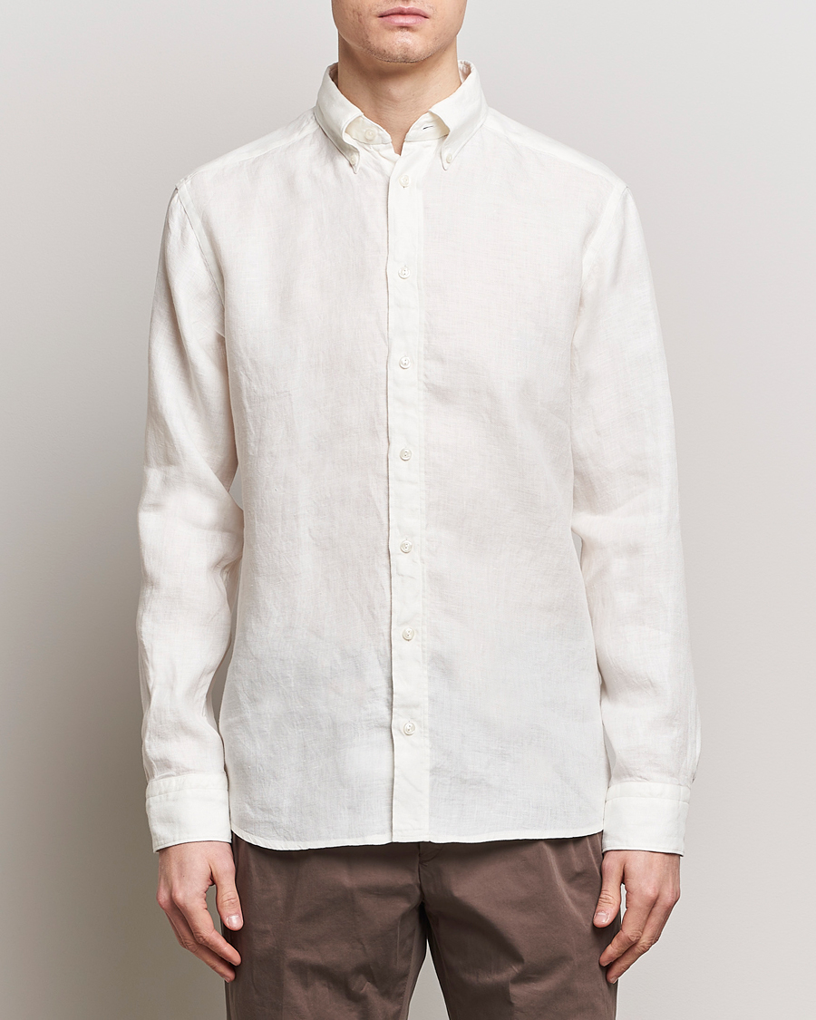 Herre | Klær | Eton | Slim Fit Linen Button Down Shirt White