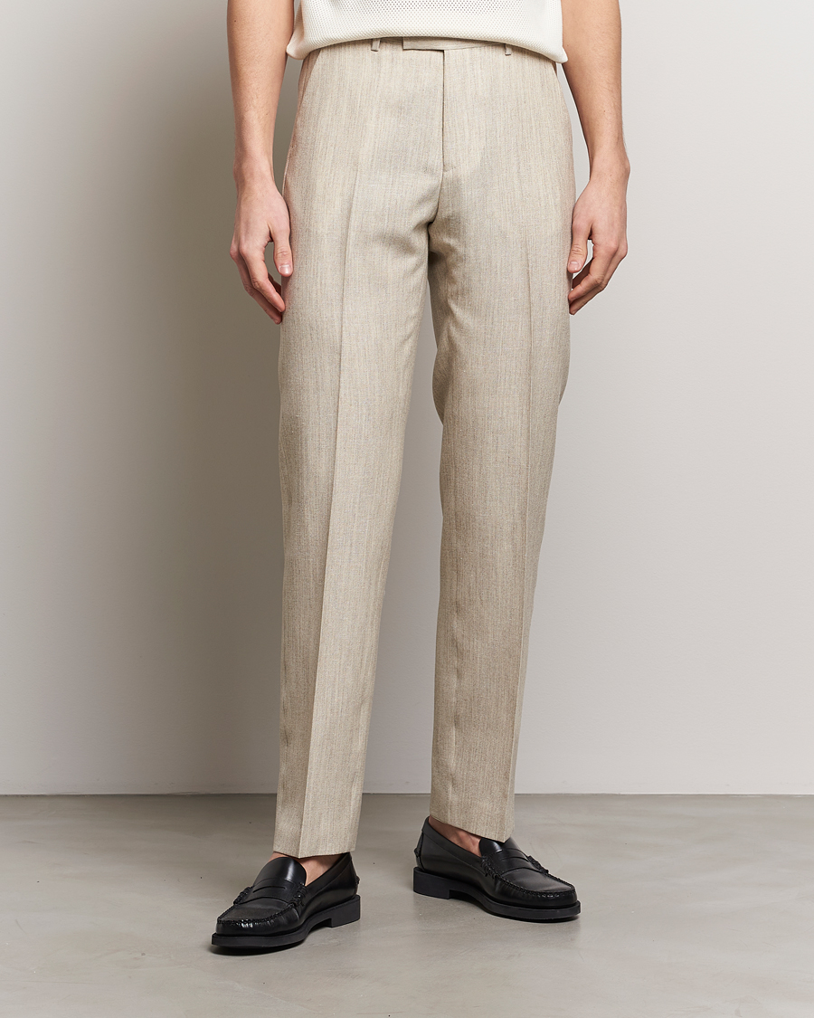 Herre | Formal Wear | Tiger of Sweden | Tenser Wool/Linen Canvas Trousers Natural White