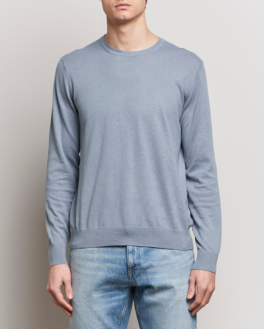 Herre | Gensere | Tiger of Sweden | Michas Cotton/Linen Knitted Sweater Polar Blue