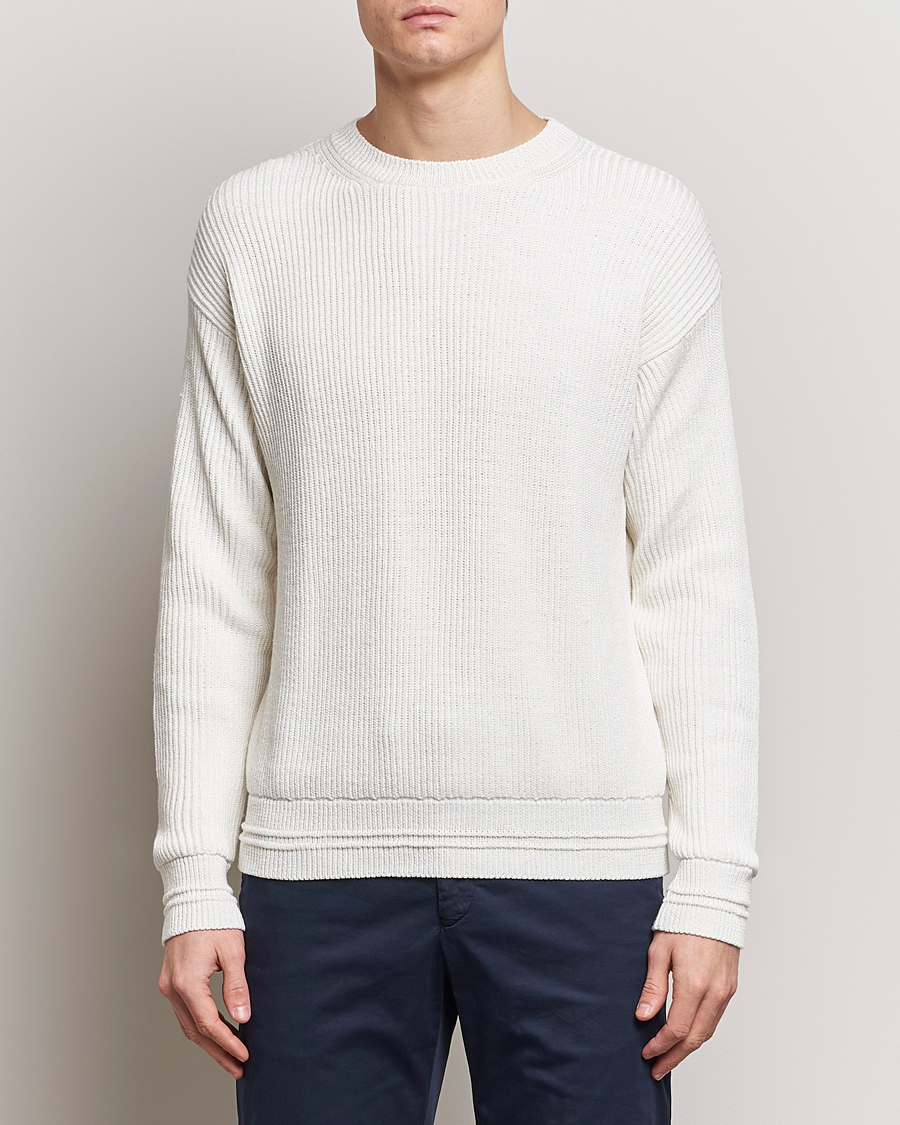 Herre | Pullovers rund hals | Kiton | Cotton/Silk Rib Pullover Off White