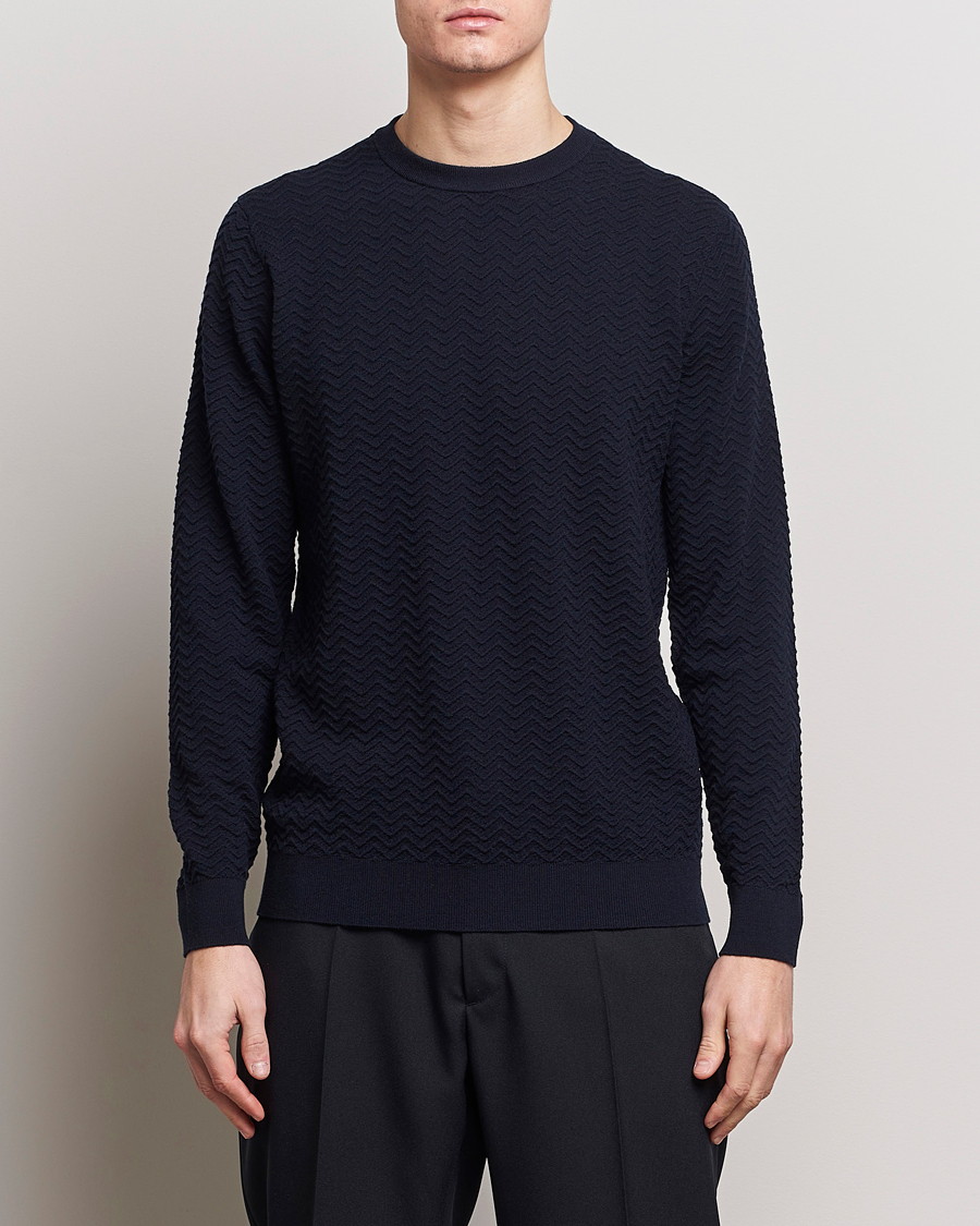 Herre | Pullovers rund hals | Giorgio Armani | Wool Chevron Pullover Navy