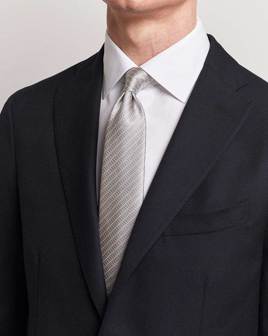 Herre | Assesoarer | Giorgio Armani | Jacquard Silk Tie Light Grey
