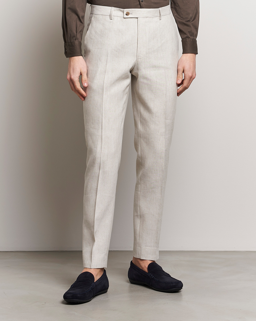 Herre | Dressbukser | Morris | Bobby Linen Suit Trousers Khaki