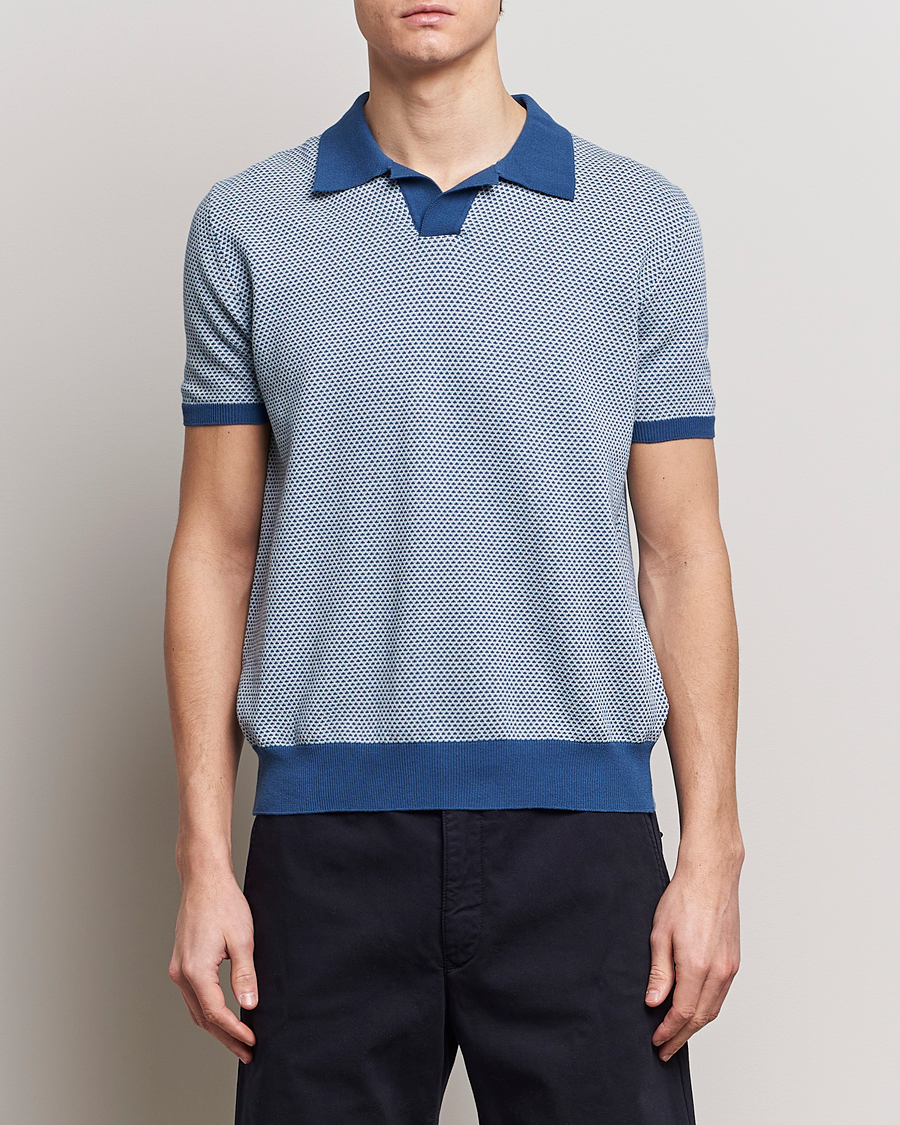Herre | Klær | Oscar Jacobson | Dalius Structured Cotton Polo Blue