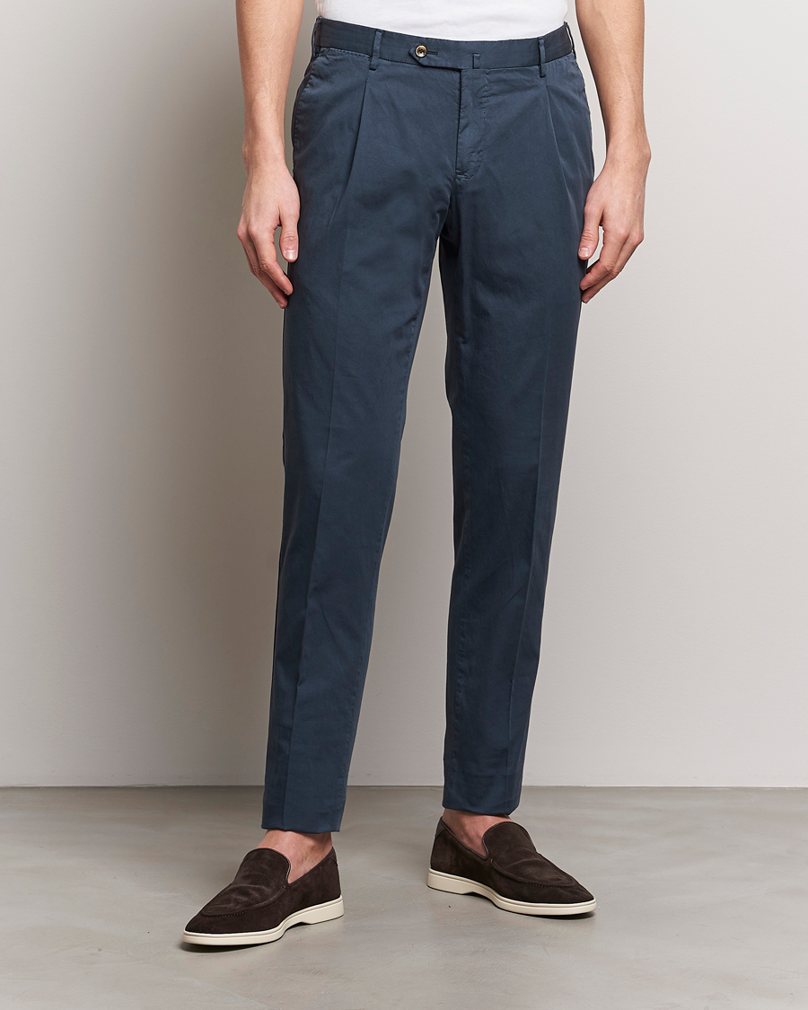 Herre | Italian Department | PT01 | Slim Fit Garment Dyed Stretch Chinos Navy