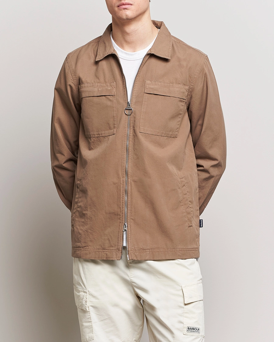 Herre | Vårjakker | Barbour Lifestyle | Glendale Cotton Zip Overshirt Military Brown
