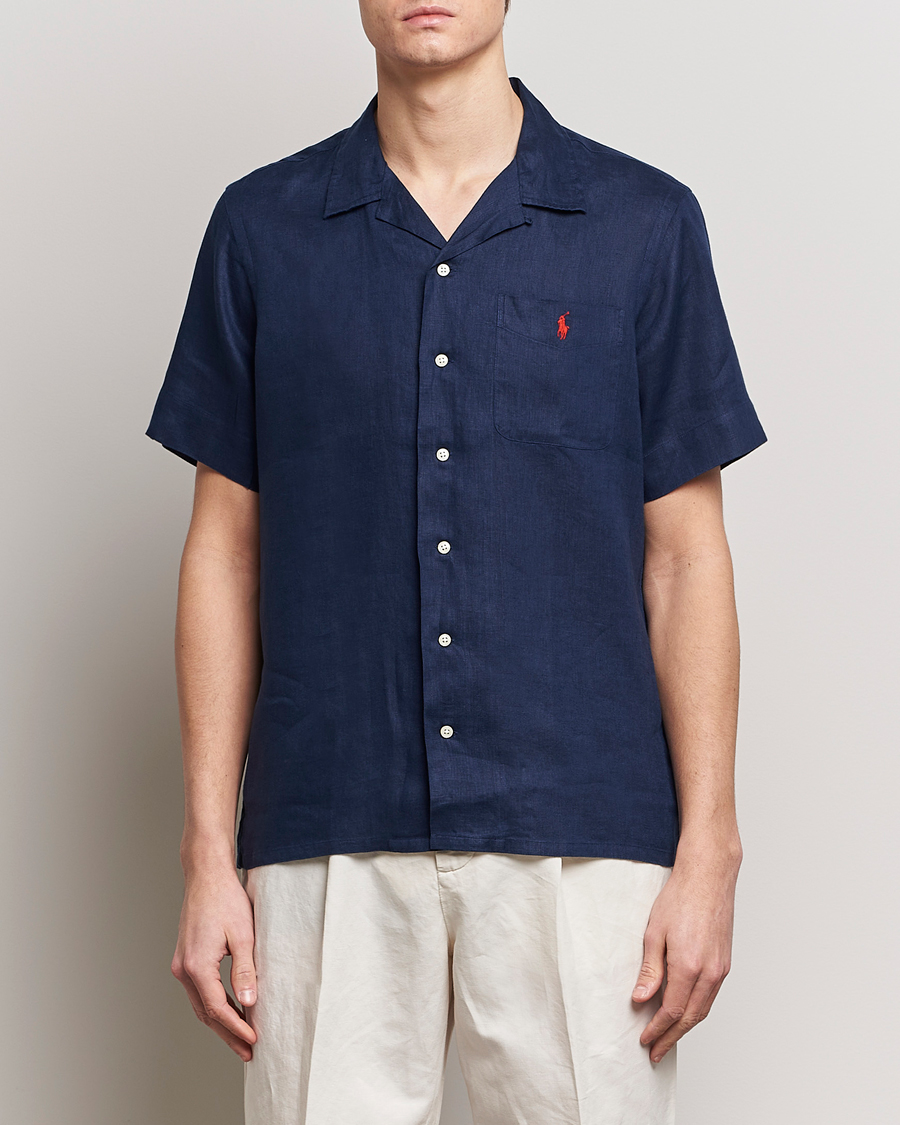 Herre | Kortermede skjorter | Polo Ralph Lauren | Linen Pocket Short Sleeve Shirt Newport Navy