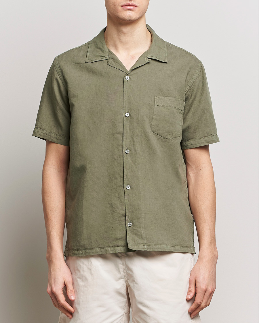 Herre | Linskjorter | Colorful Standard | Cotton/Linen Short Sleeve Shirt Dusty Olive