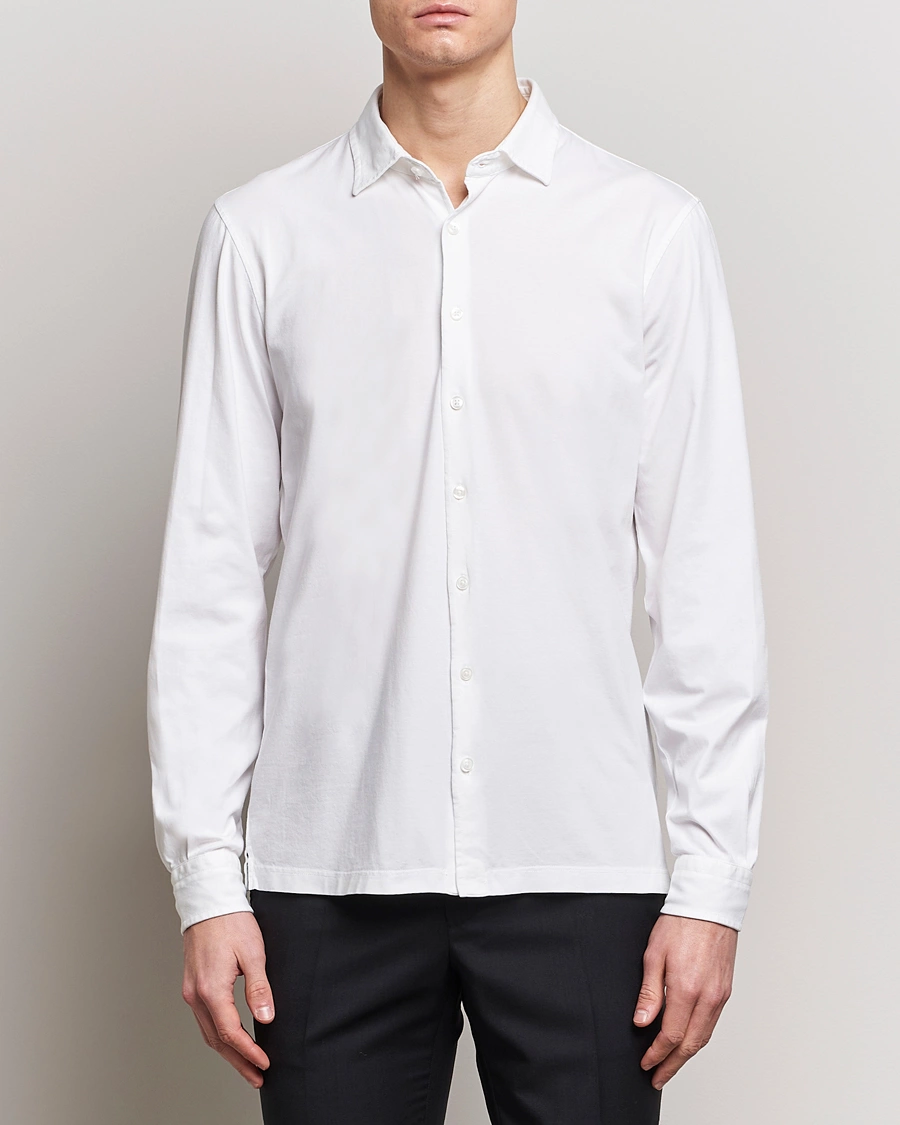 Herr | Skjortor | Gran Sasso | Washed Cotton Jersey Shirt White