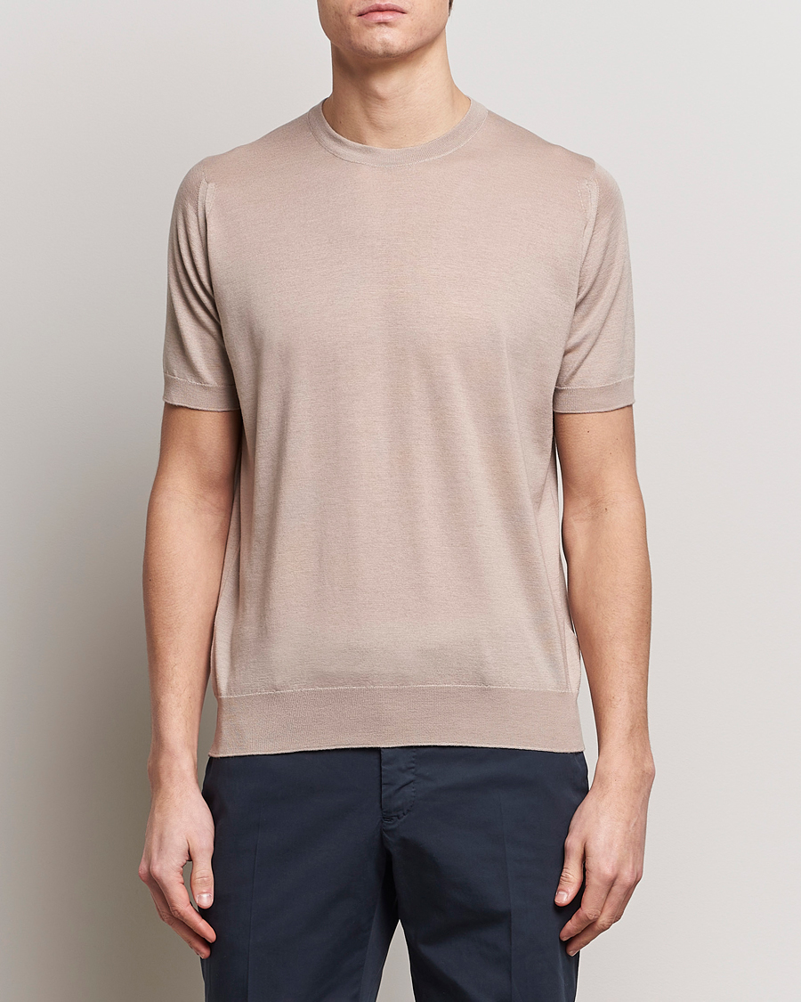 Herre | Kortermede t-shirts | John Smedley | Hilcote Wool/Sea Island Cotton T-Shirt Oat