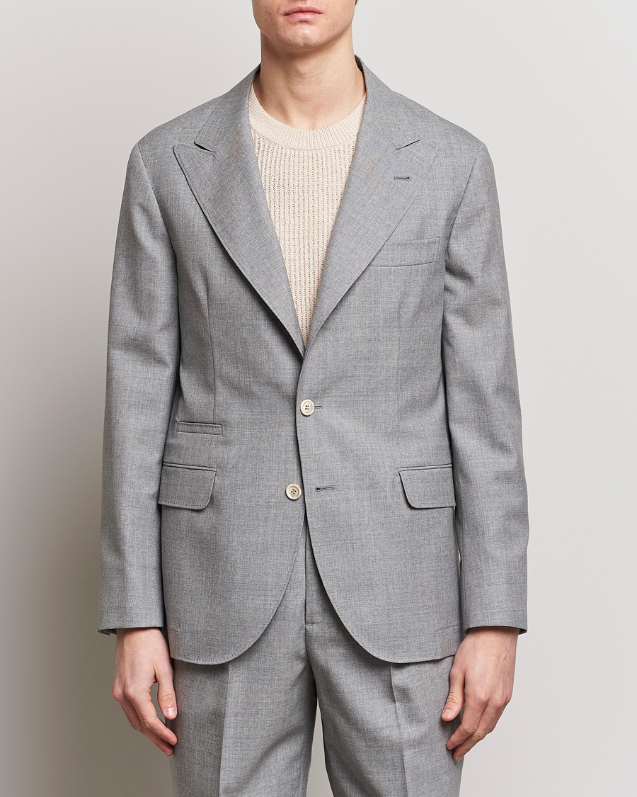 Herre | Klær | Brunello Cucinelli | Peak Lapel Wool Blazer Light Grey