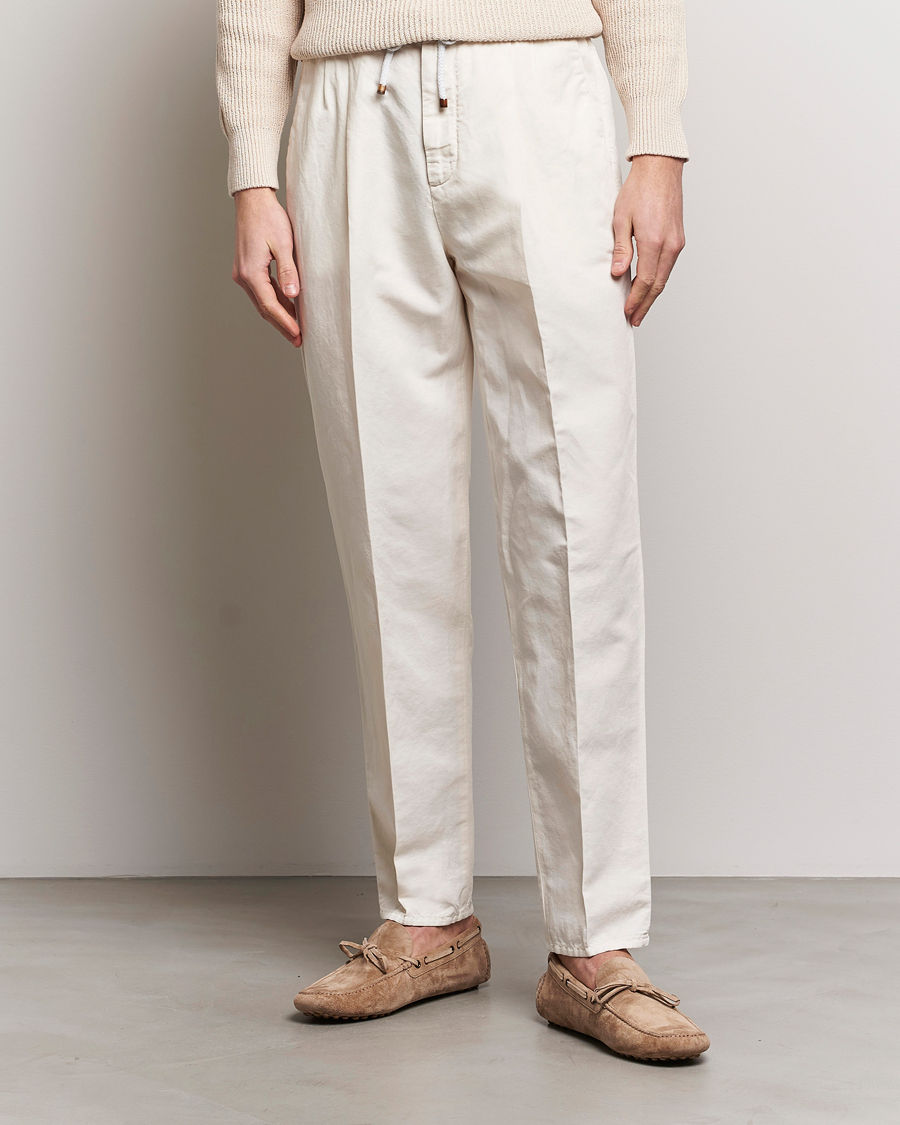 Herre | Klær | Brunello Cucinelli | Cotton/Linen Drawstring Pants Off White