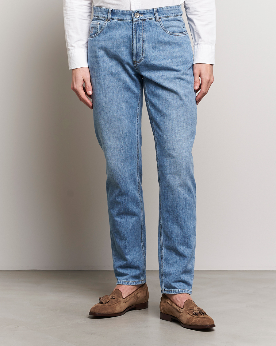 Herre | Blå jeans | Brunello Cucinelli | Traditional Fit Jeans Blue Wash