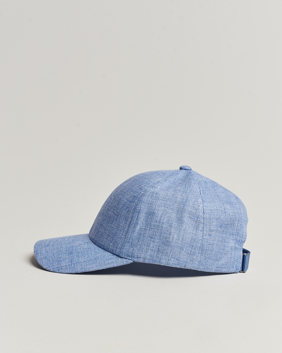 Herre | Caps | Varsity Headwear | Linen Baseball Cap Azure Blue