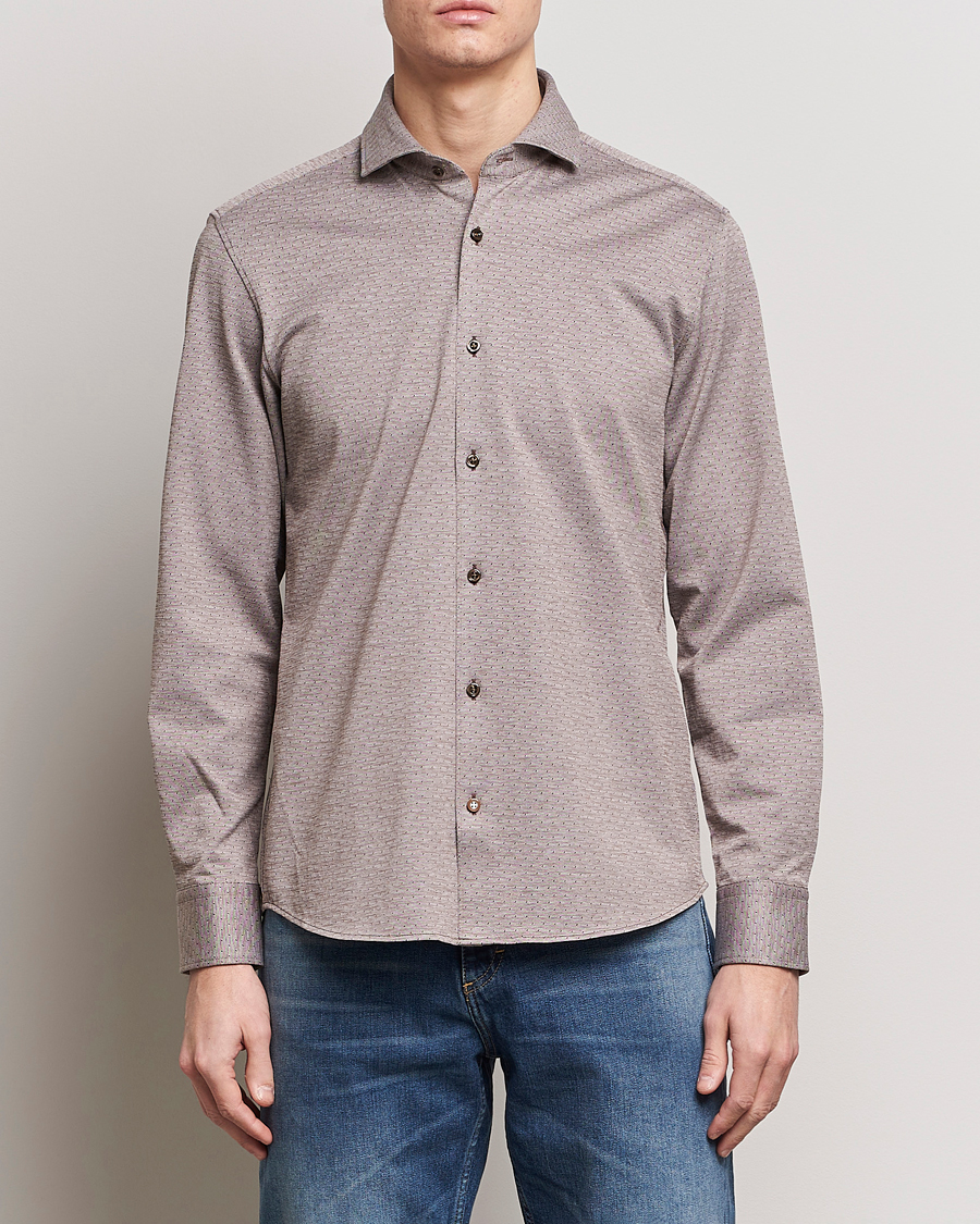 Herre | Pikéskjorter | BOSS BLACK | Hal Cotton Jersey Shirt Open Brown