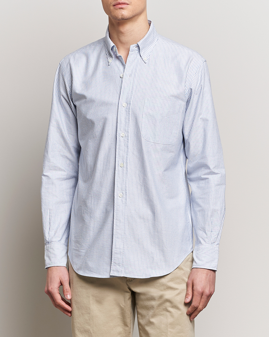 Herre | Kamakura Shirts | Kamakura Shirts | Vintage Ivy Oxford Button Down Shirt Blue Stripe