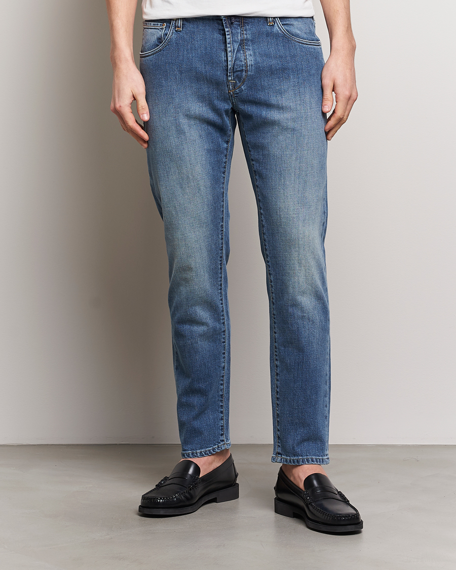 Herre | Jeans | Incotex | 5-Pocket Stretch Denim Medium Blue