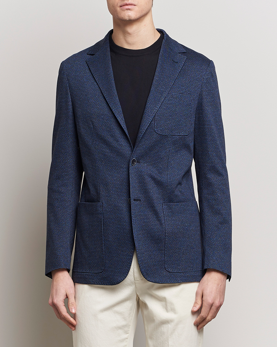 Herre | Formal Wear | Canali | Micro Check Jersey Blazer Navy