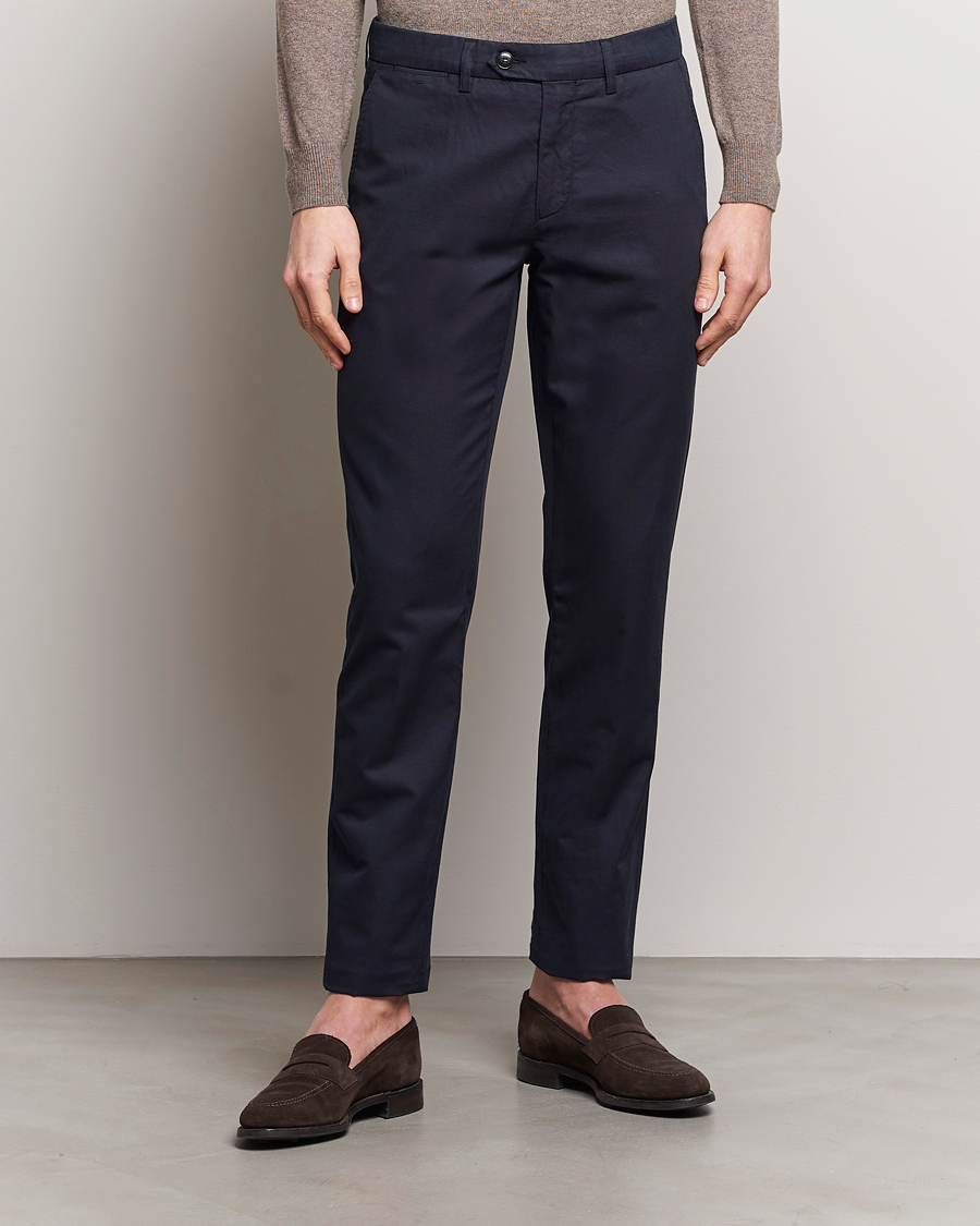 Herre | Linbukser | Canali | Cotton/Linen Trousers Navy