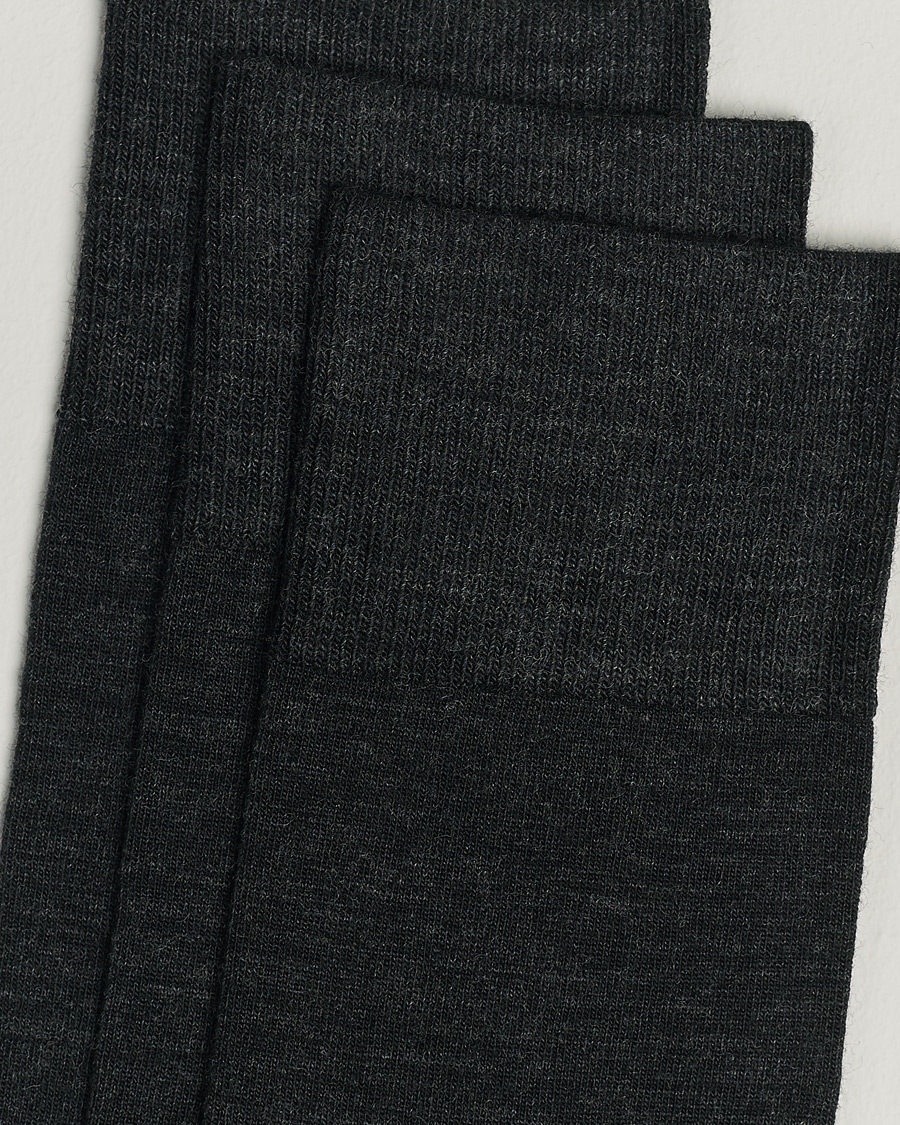 Herre |  | Amanda Christensen | 3-Pack Icon Wool/Cotton Socks Antracite Melange