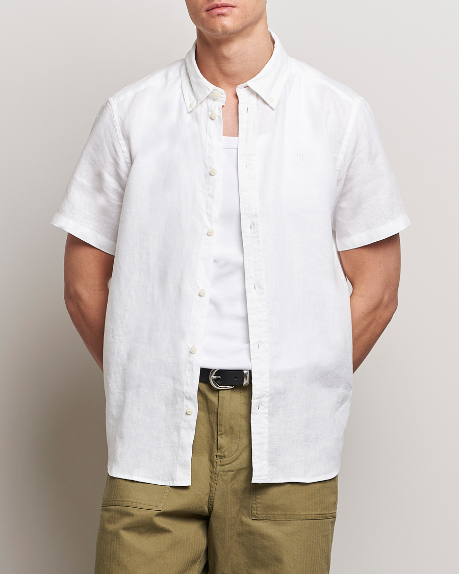 Herre | Klær | LES DEUX | Kris Short Sleeve Linen Shirt White