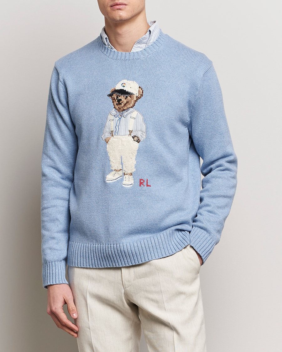 Herre | Nytt i butikken | Polo Ralph Lauren | Knitted Hemingway Bear Sweater Driftwood Blue
