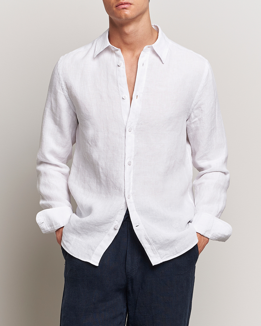 Herr | Kläder | J.Lindeberg | Slim Linen Melange Shirt White