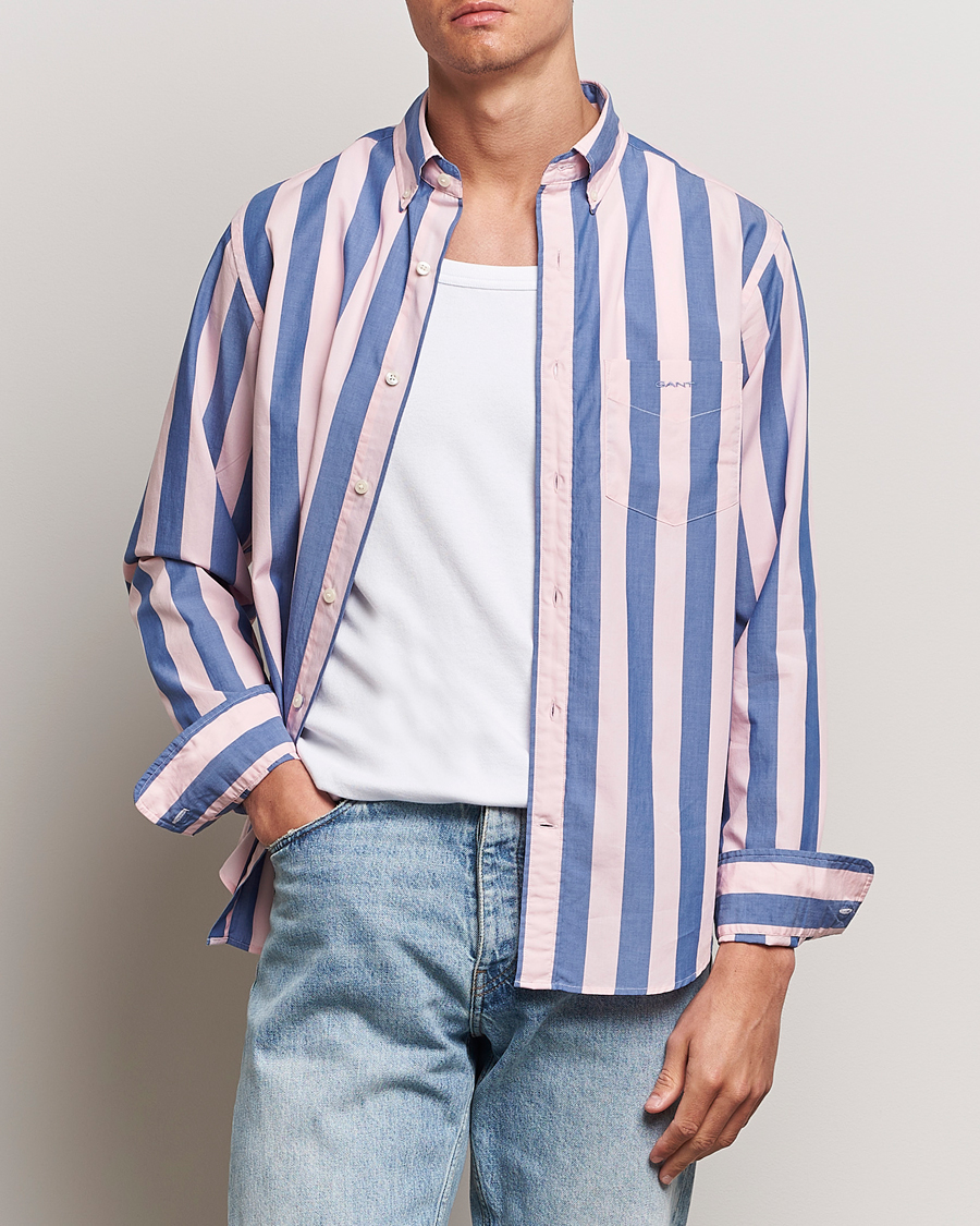 Herr | Kläder | GANT | Reg Poplin Parasol Stripe Shirt Blushing Pink