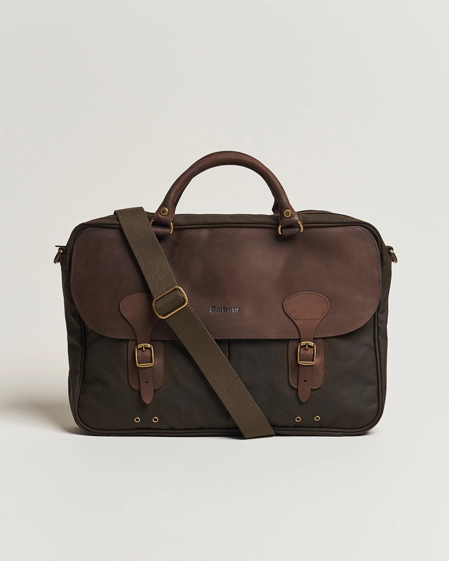 Herre | Dokumentvesker | Barbour Lifestyle | Wax Leather Briefcase Olive