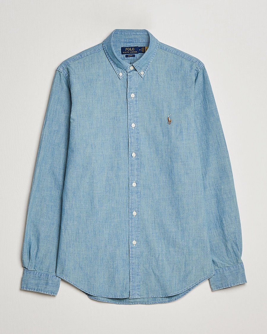 Polo Ralph Lauren Slim Fit Chambray Shirt Washed – Blå