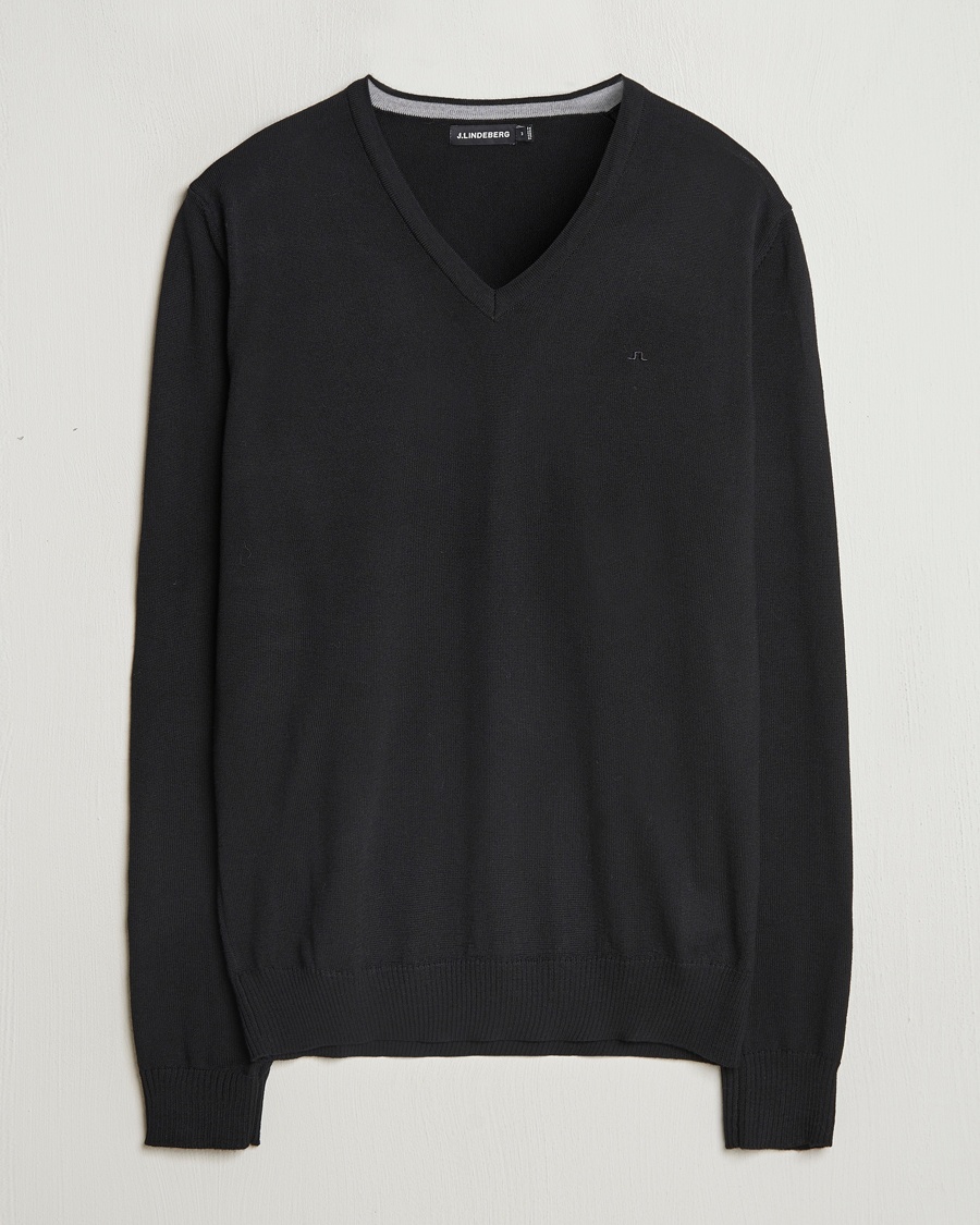 Herre | Pullovers v-hals | J.Lindeberg | Lymann True Merino V-Neck Pullover Black
