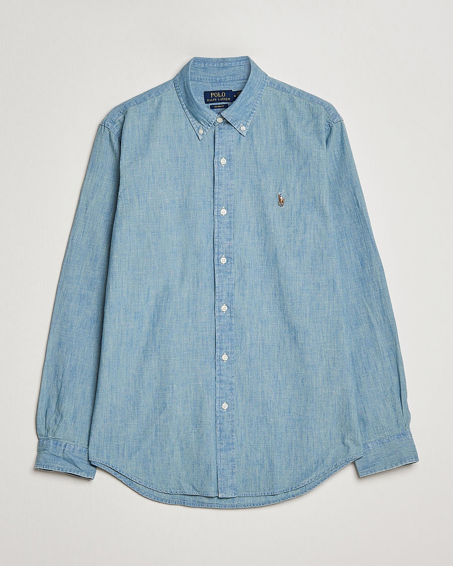 Polo Ralph Lauren Custom Fit Shirt Chambray Washed – Blå