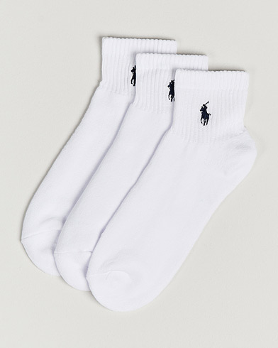 Herre | Preppy Authentic | Polo Ralph Lauren | 3-Pack Sport Quarter Socks White