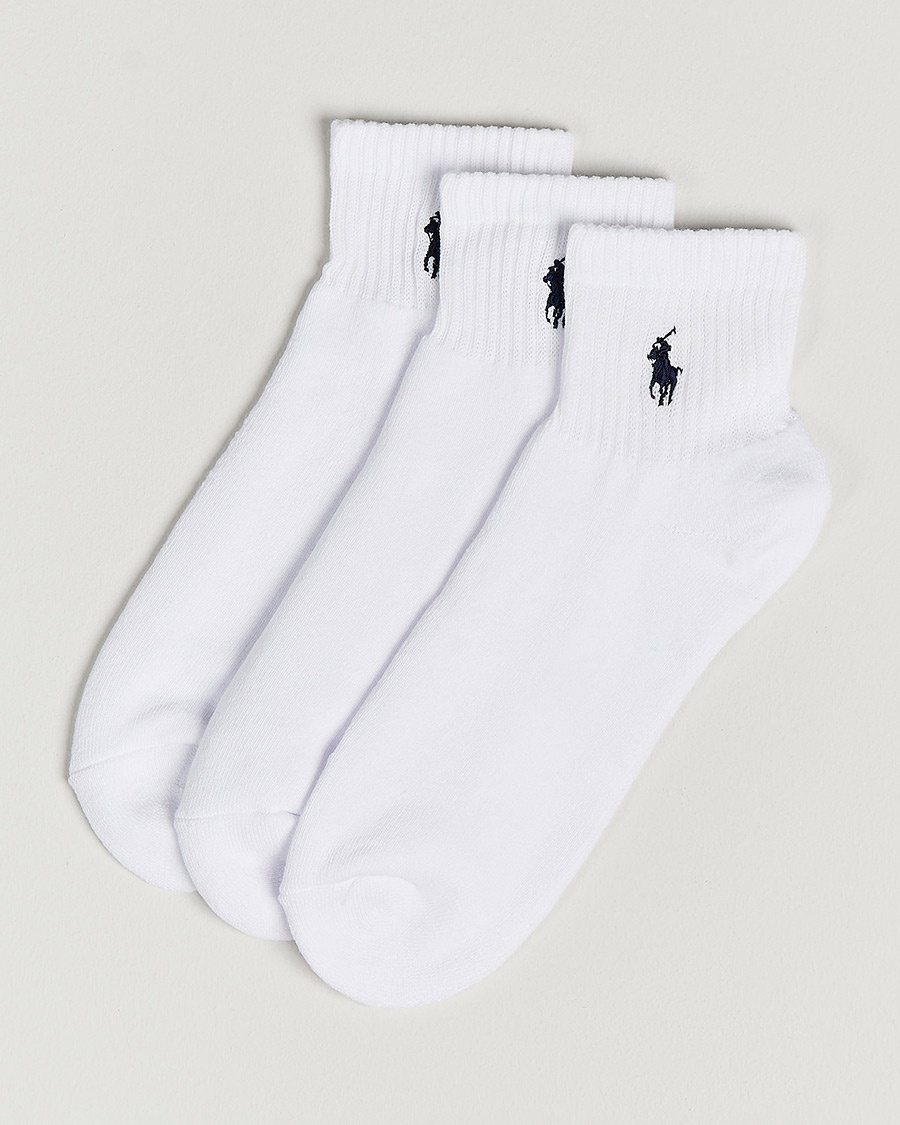 Polo Ralph Lauren 3-Pack Sport Quarter Socks White – Hvit
